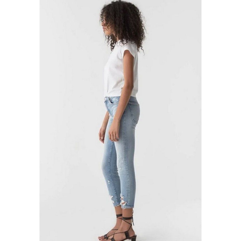 AGOLDE Sophie Skinny Crop Jeans Raw Hem Light Wash Vertigo Blue Size 26 - Picture 9 of 10